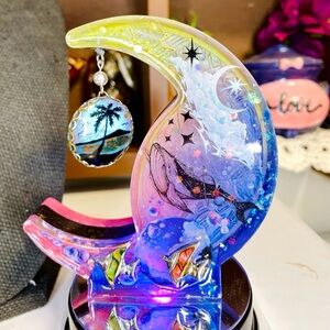 Handmade “Sky to Ocean” Celestial Crescent Moon Art by Stardust